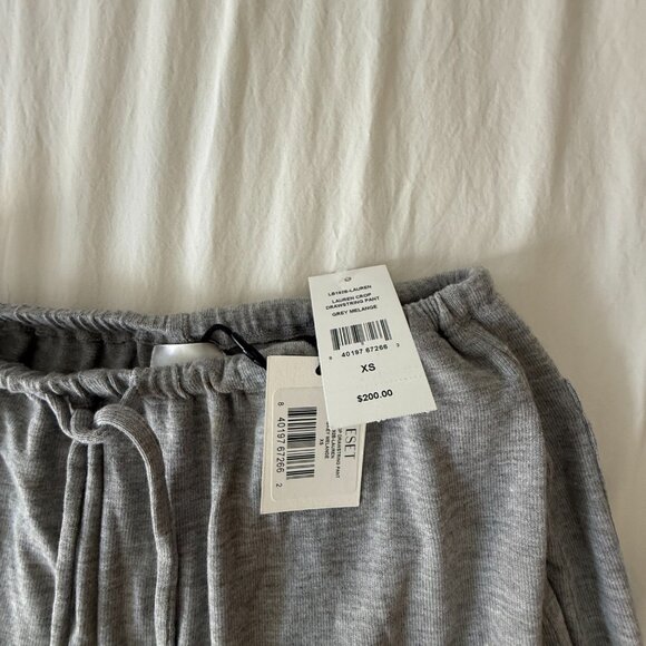 LESET Lauren Crop Drawstring Lounge Pants – Grey Mélange (XS) - Picture 3 of 5